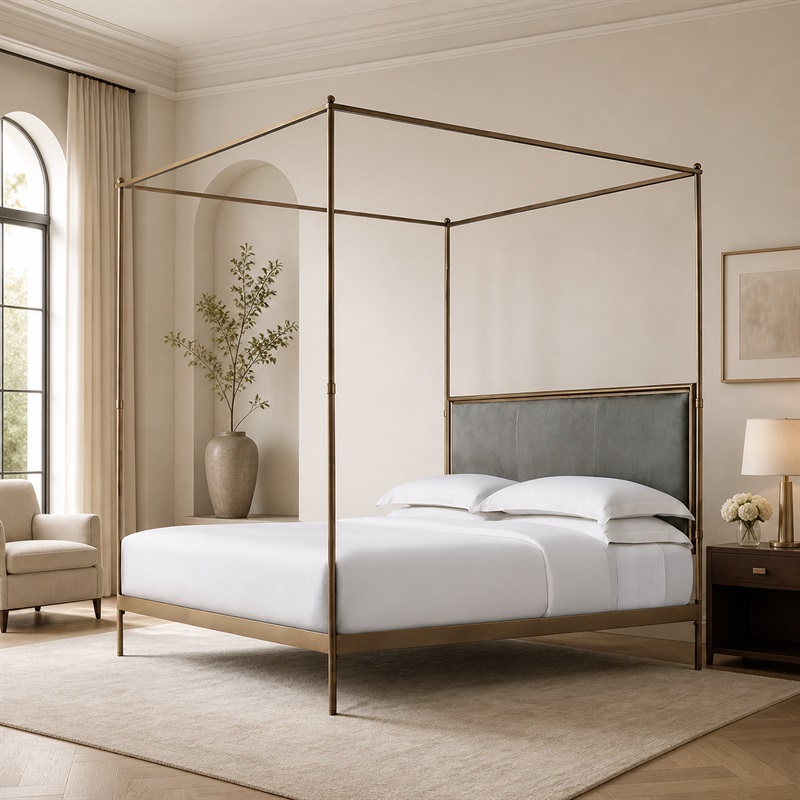 Canopy Bed Frame Metal Queen - xx-Estrutura de cama de metal, estilo