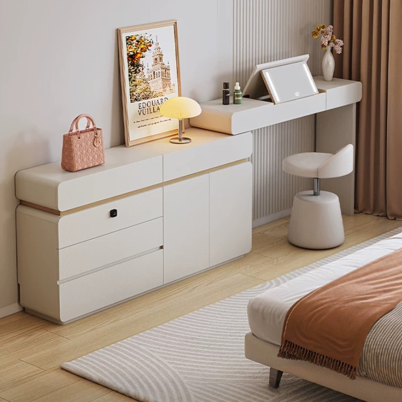 Dressing Table Vanity With Lighted Mirror - Penteadeira Branca Creme com Espelho LED