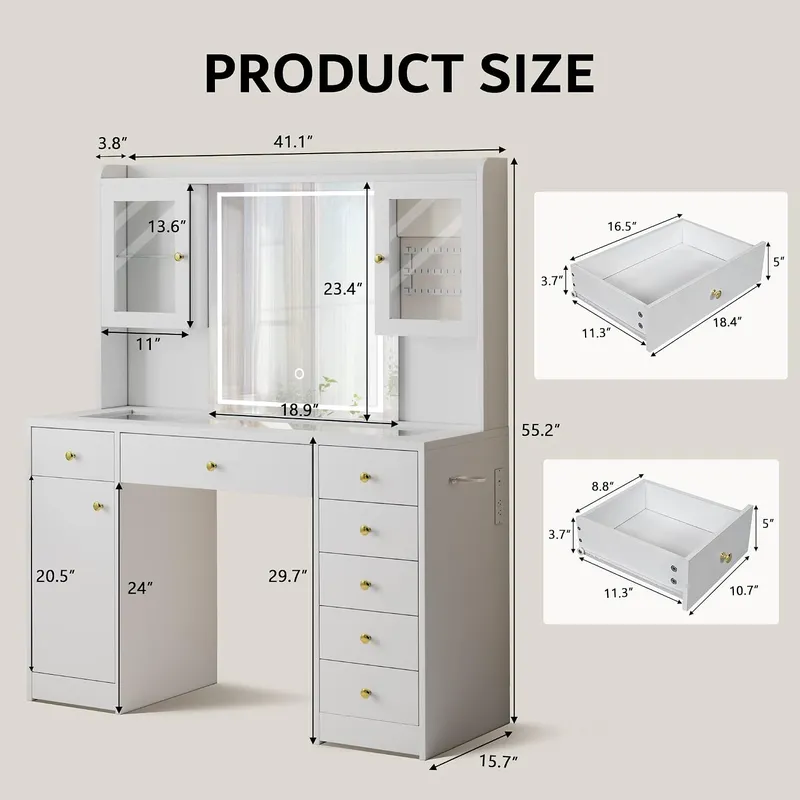 Mesa de Maquiagem com Espelho  - Dressing Table Vanity With Lighted Mirror avaliação e preço