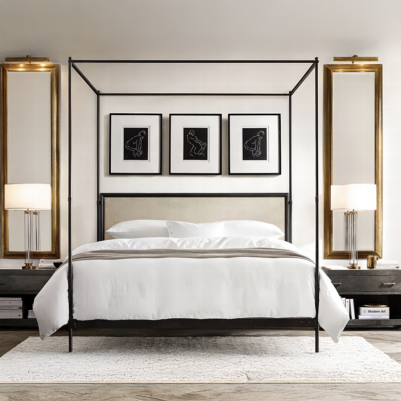xx-Estrutura de cama de metal, - Canopy Bed Frame Metal Queen avaliação e preço