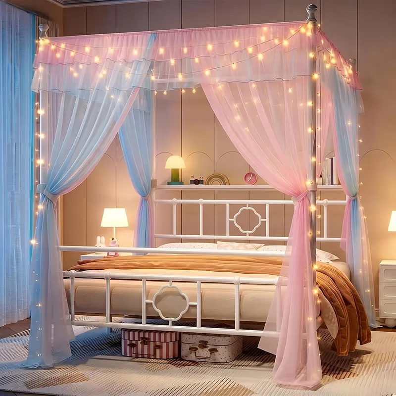 Estrutura de cama Queen com ca - Canopy Bed Frame Metal Queen avaliação e preço