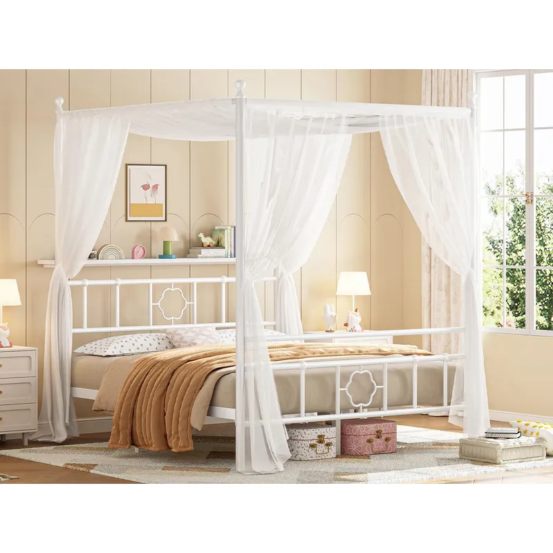 Estrutura de cama Queen com ca - Canopy Bed Frame Metal Queen avaliação e preço