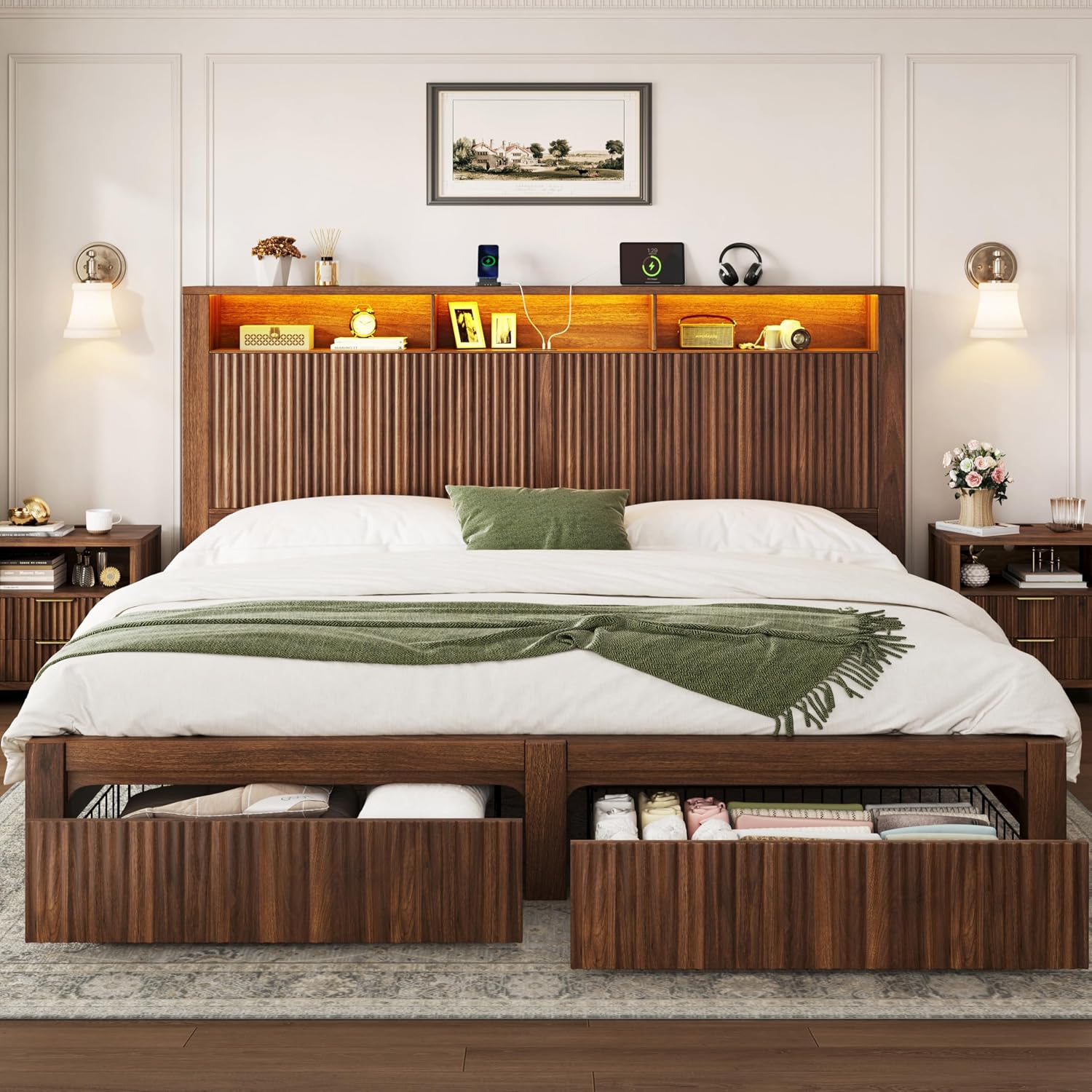 Estrutura de Cama King Size co - King Size Bed Frame With Storage Drawers avaliação e preço