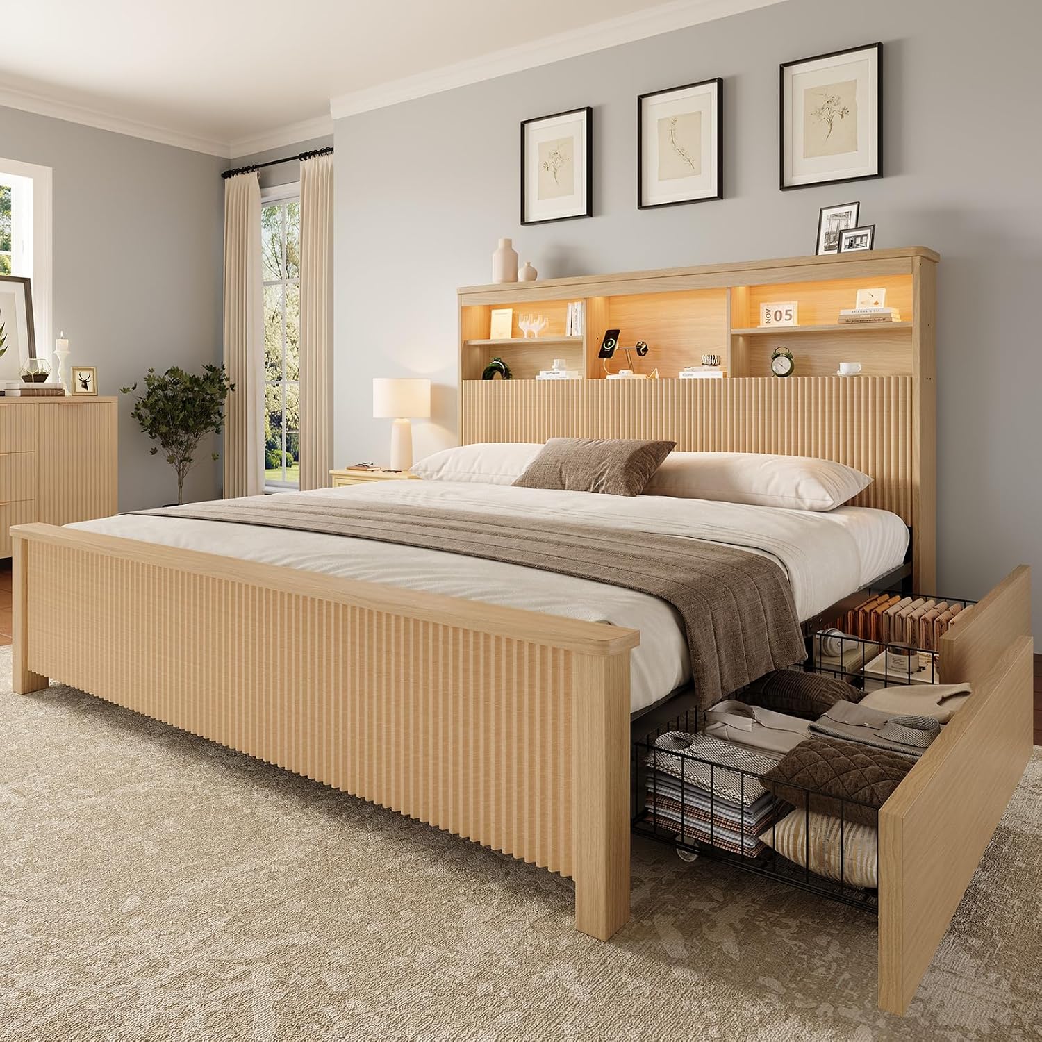 Estrutura de Cama King Size co - King Size Bed Frame With Storage Drawers avaliação e preço