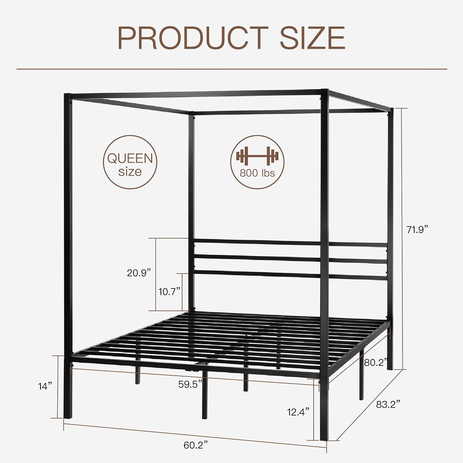 Estrutura de cama com dossel d - Canopy Bed Frame Metal Queen avaliação e preço