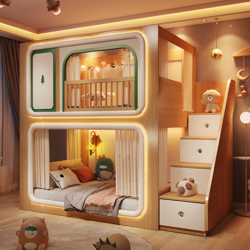 Loft de dois andares crianças  - Bunk Bed With Stairs And Slide avaliação e preço